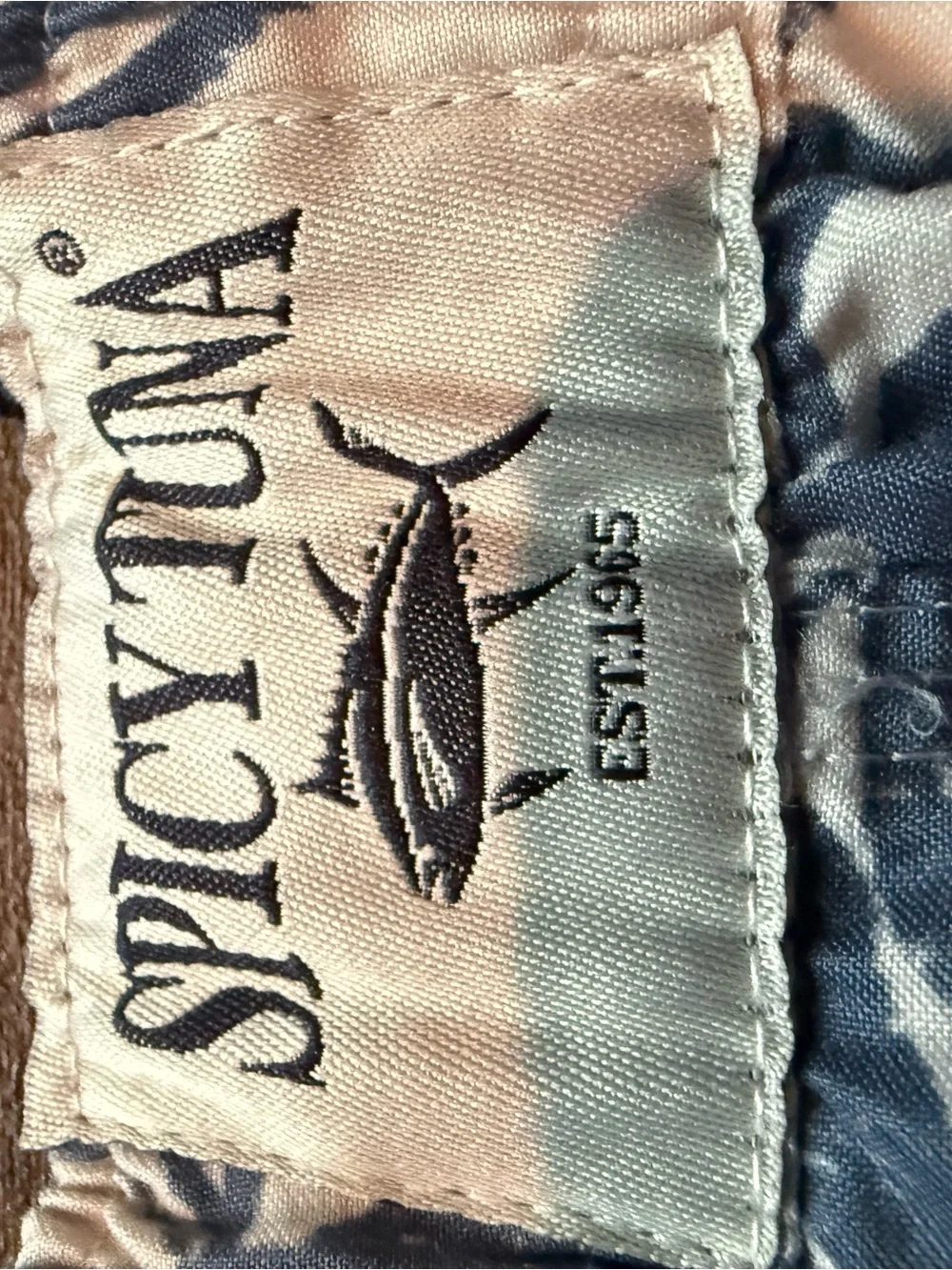 Men's Tropical Leaf Swim Trunks in Navy and White -Spicy Tuna